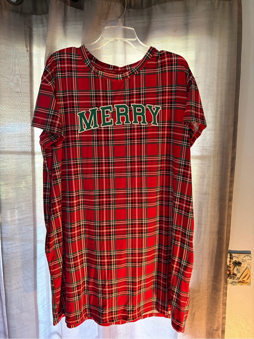 Women’s' Red Plaid 'Merry' Short Sleeve Nightgown